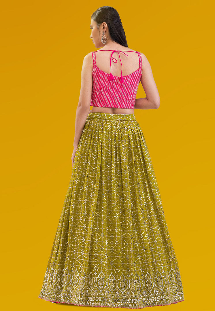 Mustard Georgette Circular Lehenga Choli