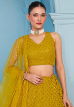 Load image into Gallery viewer, Mustard Georgette Circular Lehenga Choli
