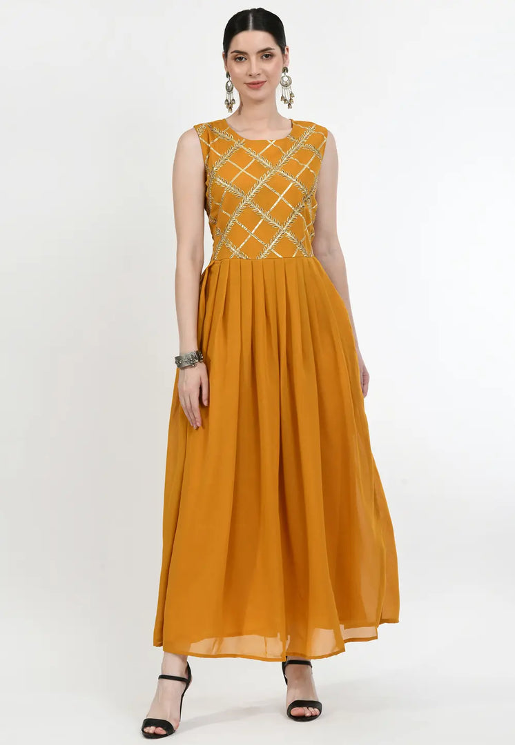 Mustard Georgette Gown