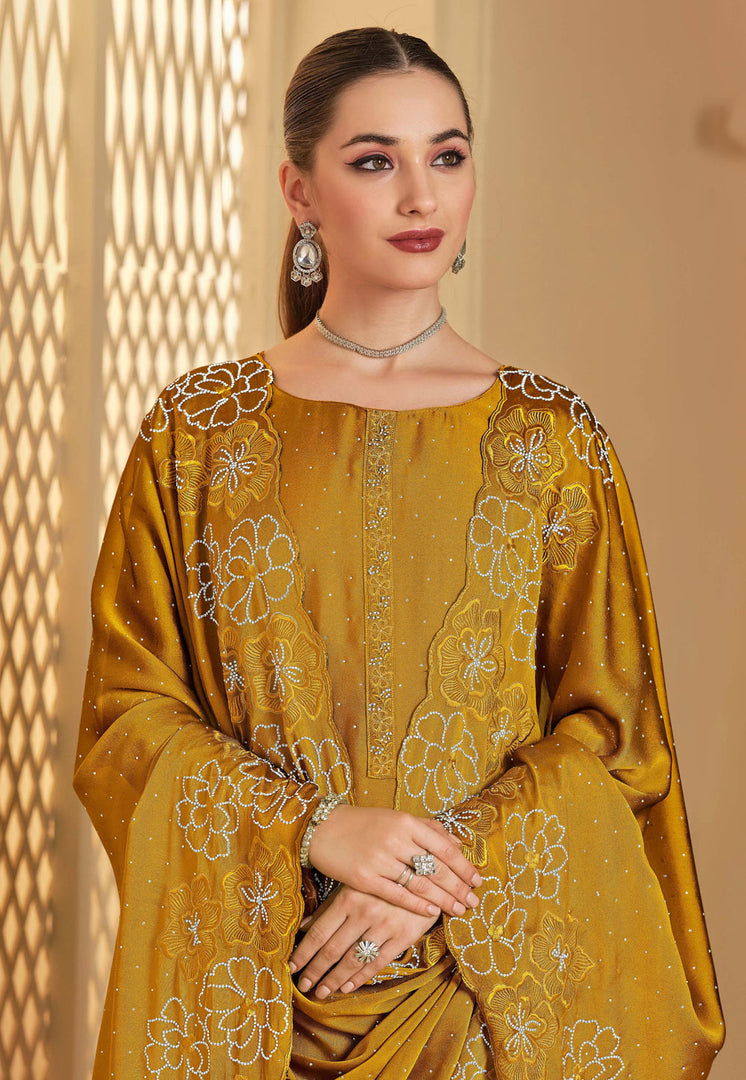 Mustard Georgette Pant Style Suit