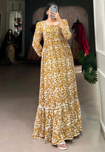 Load image into Gallery viewer, Mustard Georgette Printed Gown
