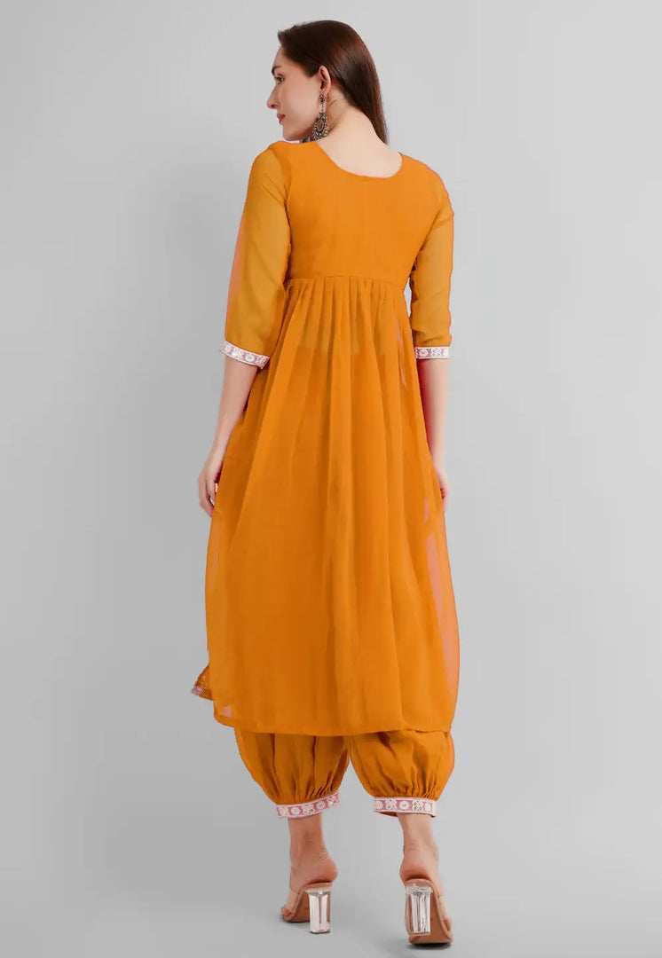 Mustard Georgette Readymade Punjabi Suit