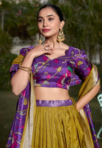 Load image into Gallery viewer, Mustard Jacquard Silk Lehenga Choli
