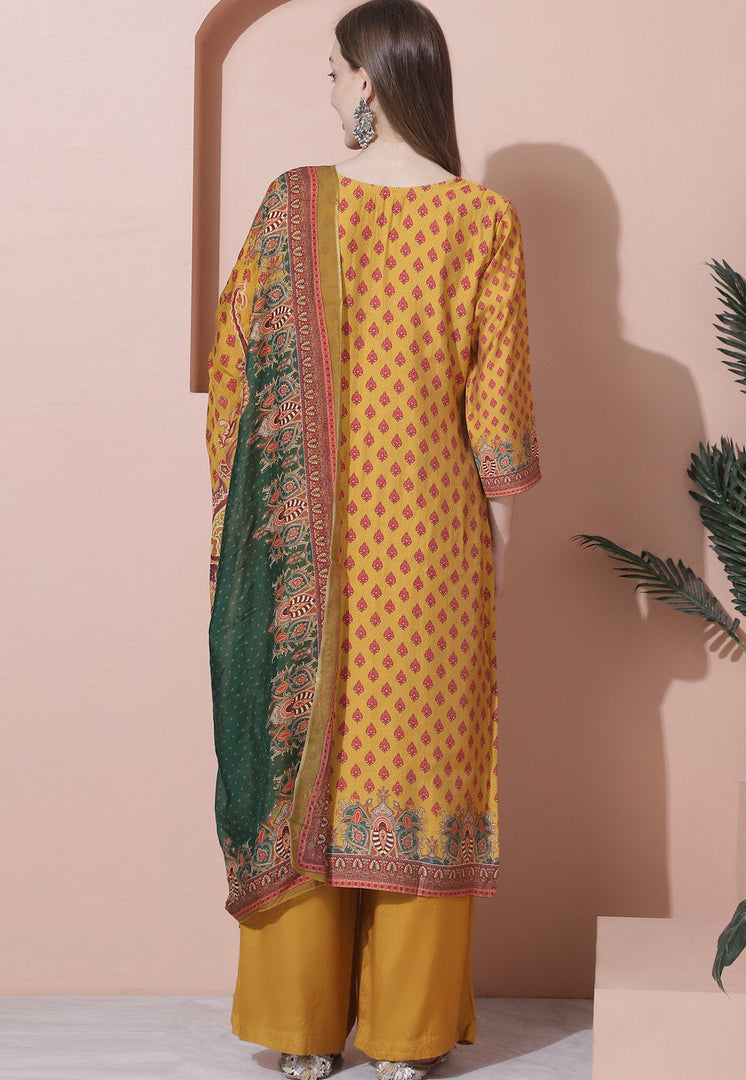 Mustard Muslin Palazzo Suit