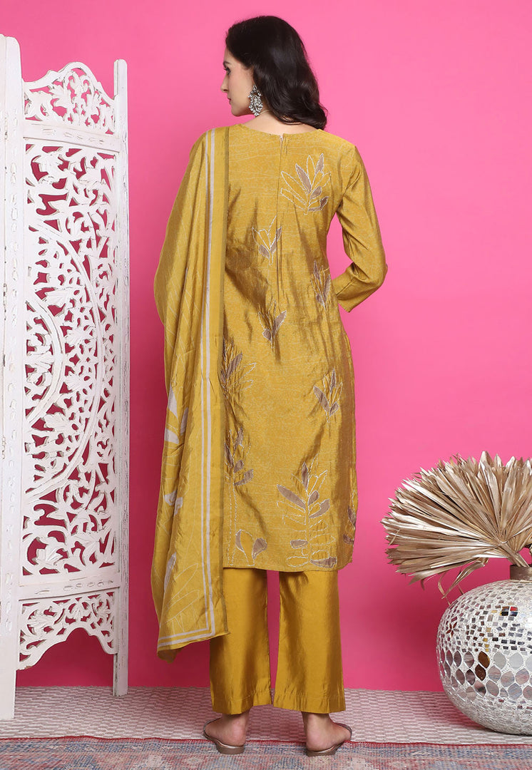 Mustard Muslin Pant Style Suit