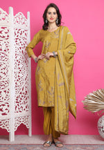 Load image into Gallery viewer, Mustard Muslin Pant Style Suit
