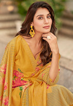 Load image into Gallery viewer, Mustard Muslin Pant Style Suit
