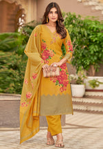 Load image into Gallery viewer, Mustard Muslin Pant Style Suit
