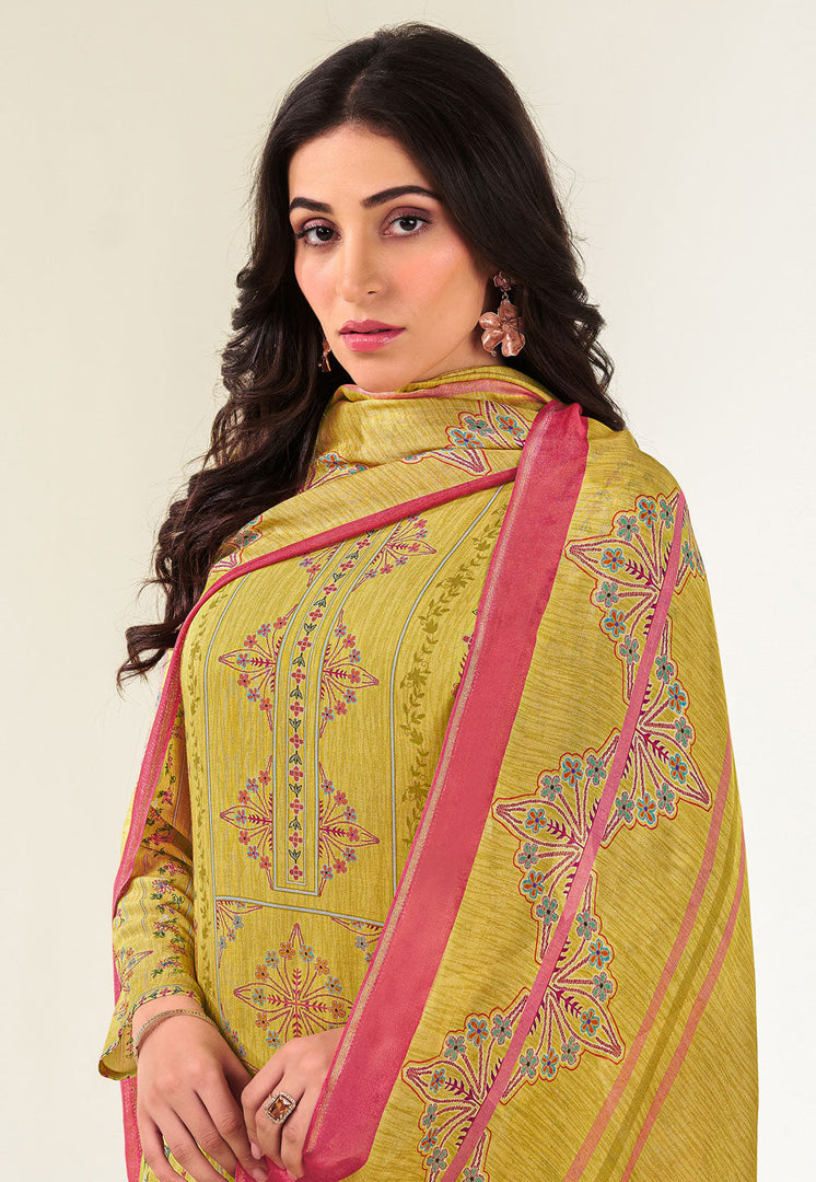 Mustard Muslin Pant Style Suit