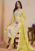 Load image into Gallery viewer, Mustard Organza Embroidered Straight Suit
