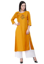 Load image into Gallery viewer, Mustard Rayon Kurta Set With Palazzo
