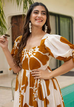 Load image into Gallery viewer, Mustard Rayon Printed Gown
