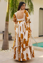 Load image into Gallery viewer, Mustard Rayon Printed Gown

