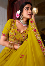 Load image into Gallery viewer, Mustard Satin Circular Lehenga Choli
