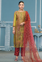 Load image into Gallery viewer, Mustard Shimmer Pant Style Suit

