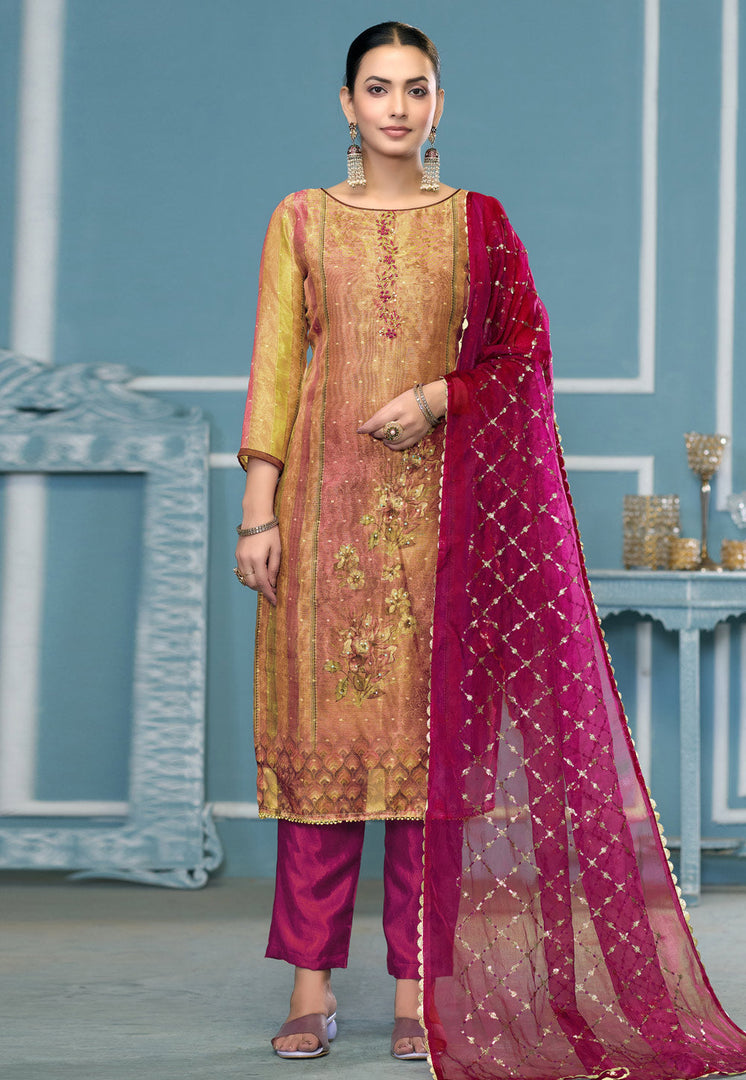 Mustard Shimmer Pant Style Suit