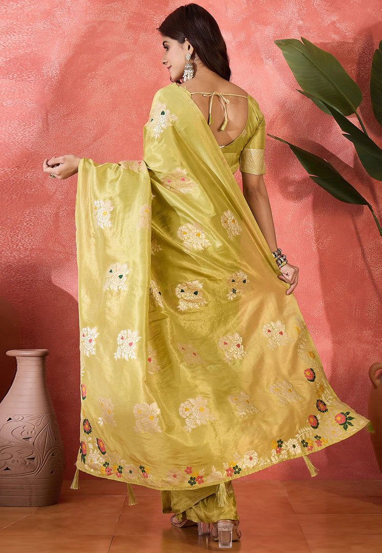 Mustard Shimmer Saree With Blouse