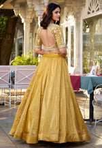 Load image into Gallery viewer, Mustard Silk A Line Lehenga Choli
