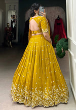 Load image into Gallery viewer, Mustard Silk Circular Lehenga Choli

