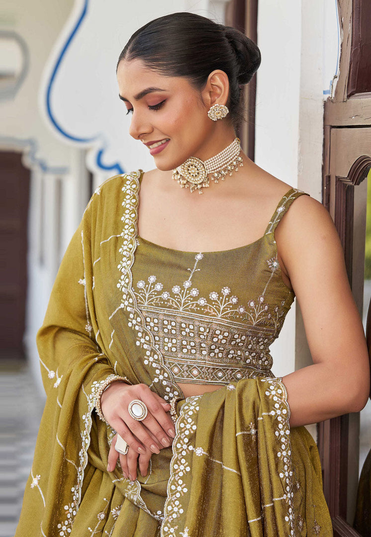 Mustard Silk Circular Lehenga Choli