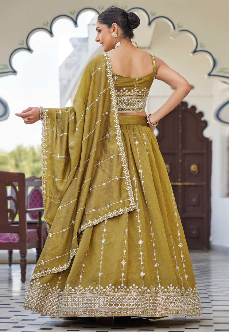 Mustard Silk Circular Lehenga Choli