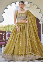 Load image into Gallery viewer, Mustard Silk Circular Lehenga Choli
