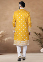Load image into Gallery viewer, Mustard Silk Indo Western Suit
