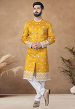 Load image into Gallery viewer, Mustard Silk Indo Western Suit
