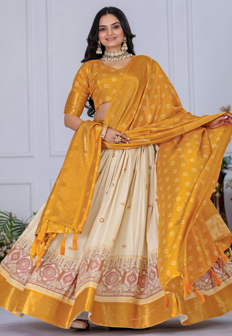 Mustard Silk Lehenga Choli