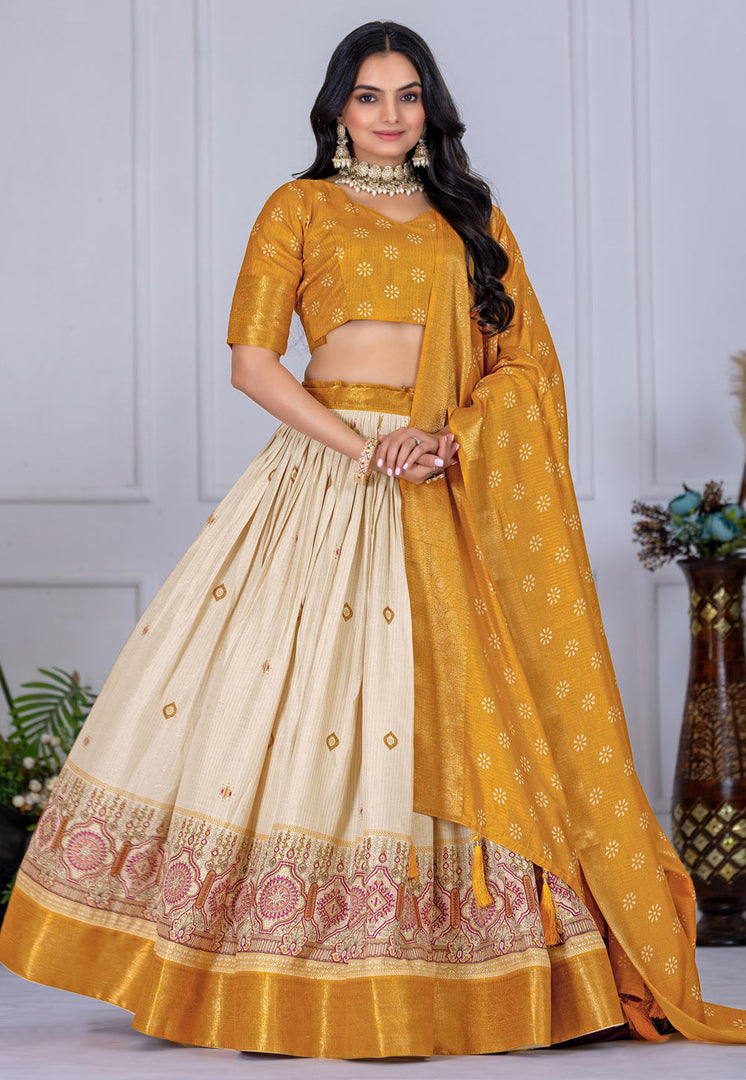 Mustard Silk Lehenga Choli