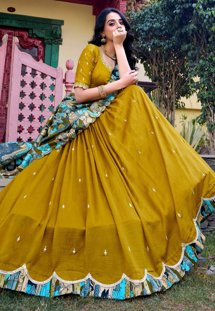 Mustard Silk Lehenga Choli