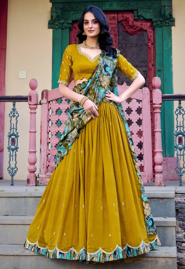 Mustard Silk Lehenga Choli