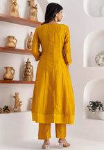 Load image into Gallery viewer, Mustard Silk Readymade Anarkali Suit
