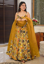Load image into Gallery viewer, Mustard Silk Readymade Anarkali Suit
