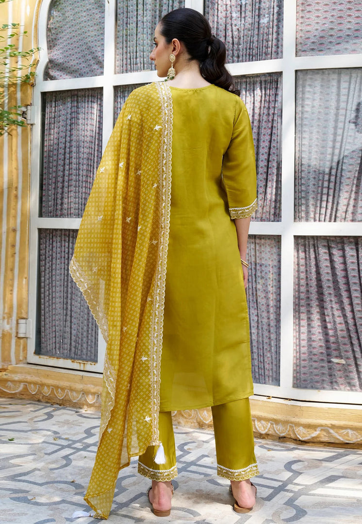Mustard Silk Readymade Pakistani Suit