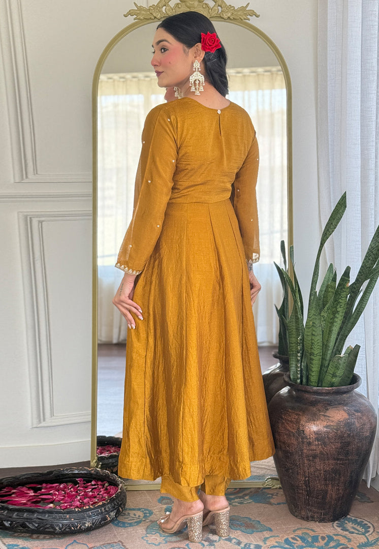 Mustard Silk Readymade Pakistani Suit