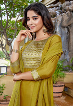 Load image into Gallery viewer, Mustard Silk Readymade Pakistani Suit
