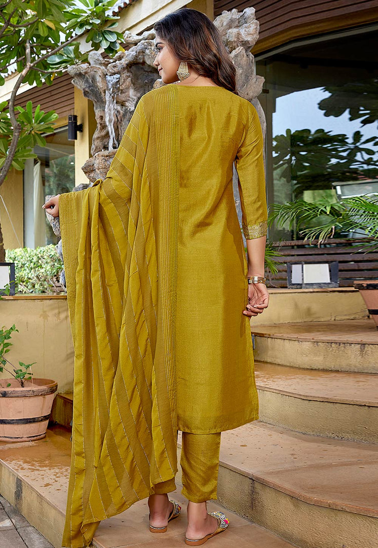 Mustard Silk Readymade Pakistani Suit