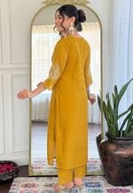 Load image into Gallery viewer, Mustard Silk Readymade Pant Style Suit
