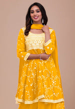 Load image into Gallery viewer, Mustard Silk Readymade Patiala Suit
