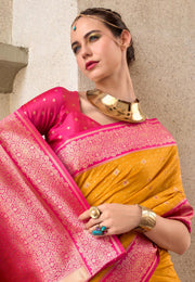 Mustard Silk Saree With Blouse