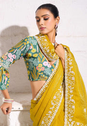 Mustard Silk Saree With Blouse