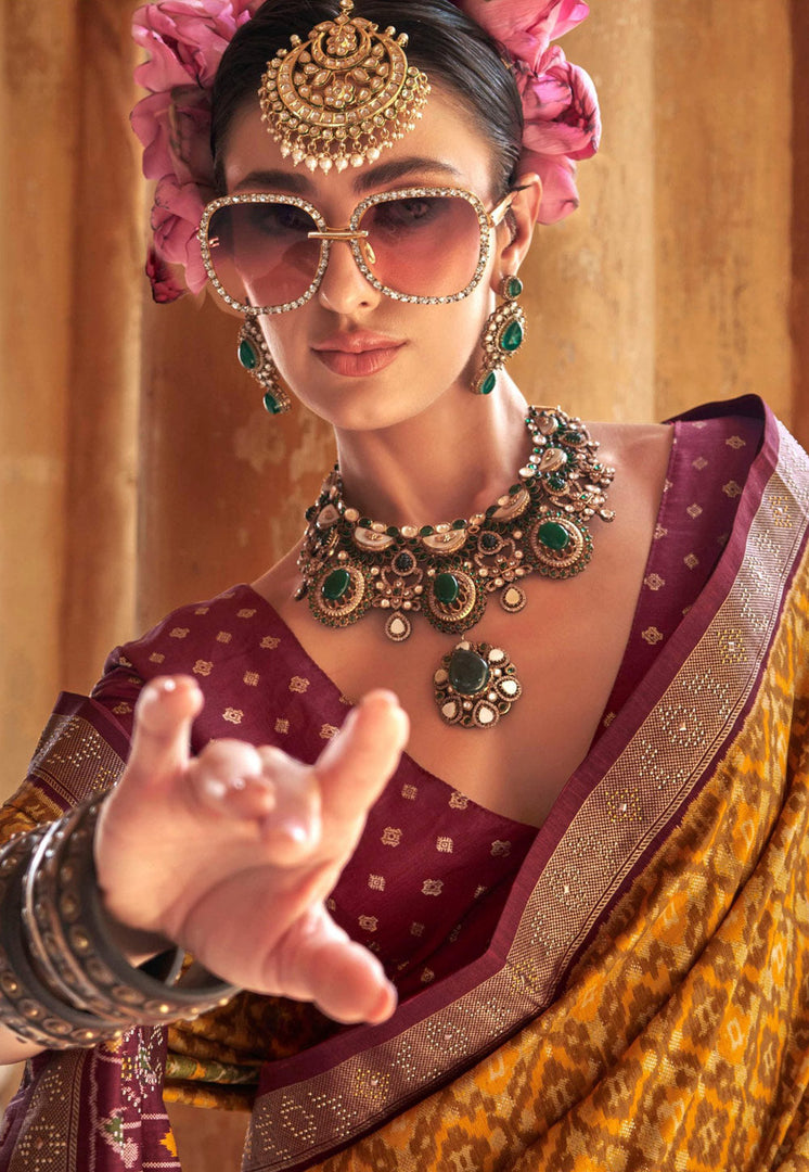 Mustard Silk Saree With Blouse