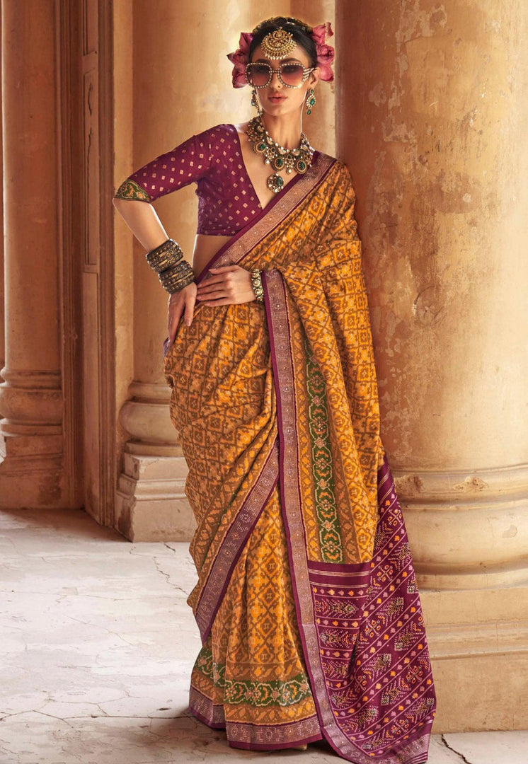 Mustard Silk Saree With Blouse