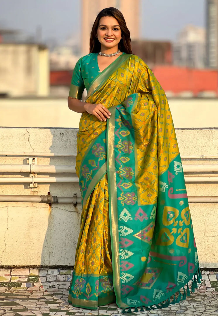 Mustard Silk Saree With Blouse