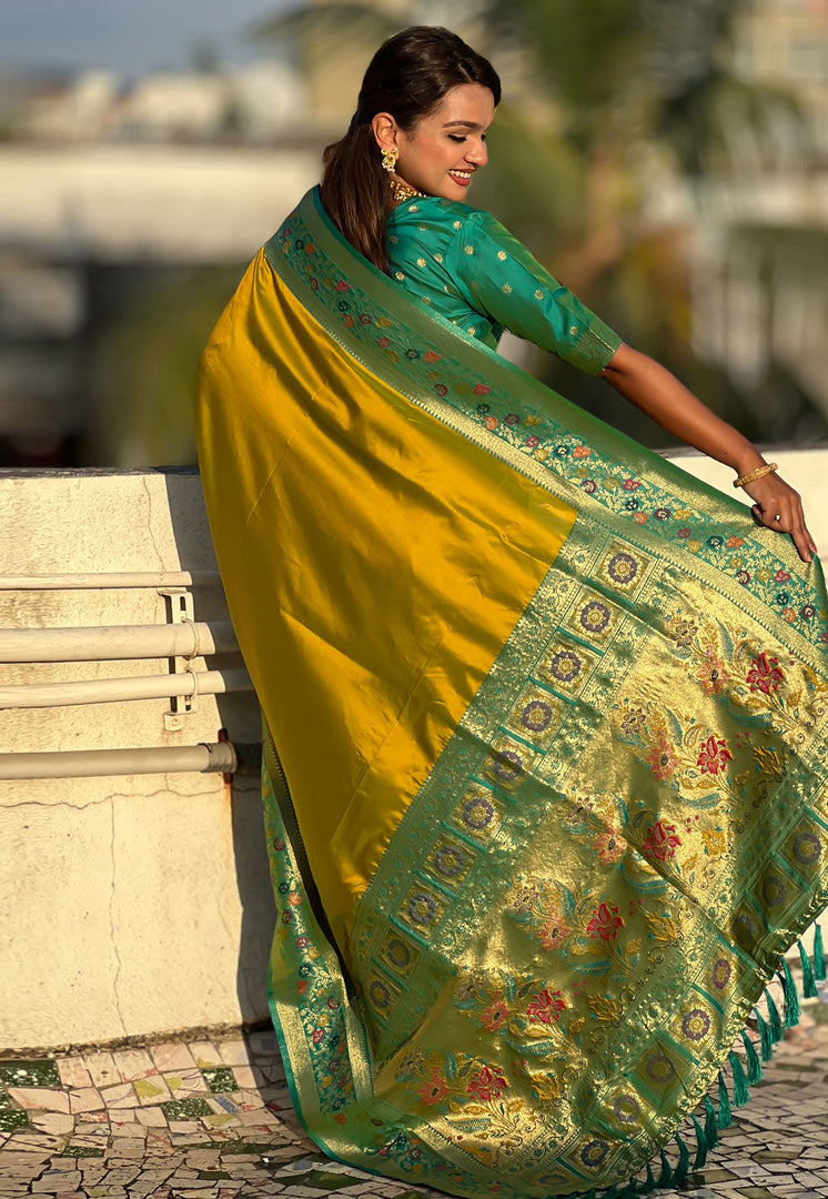 Mustard Silk Saree With Blouse