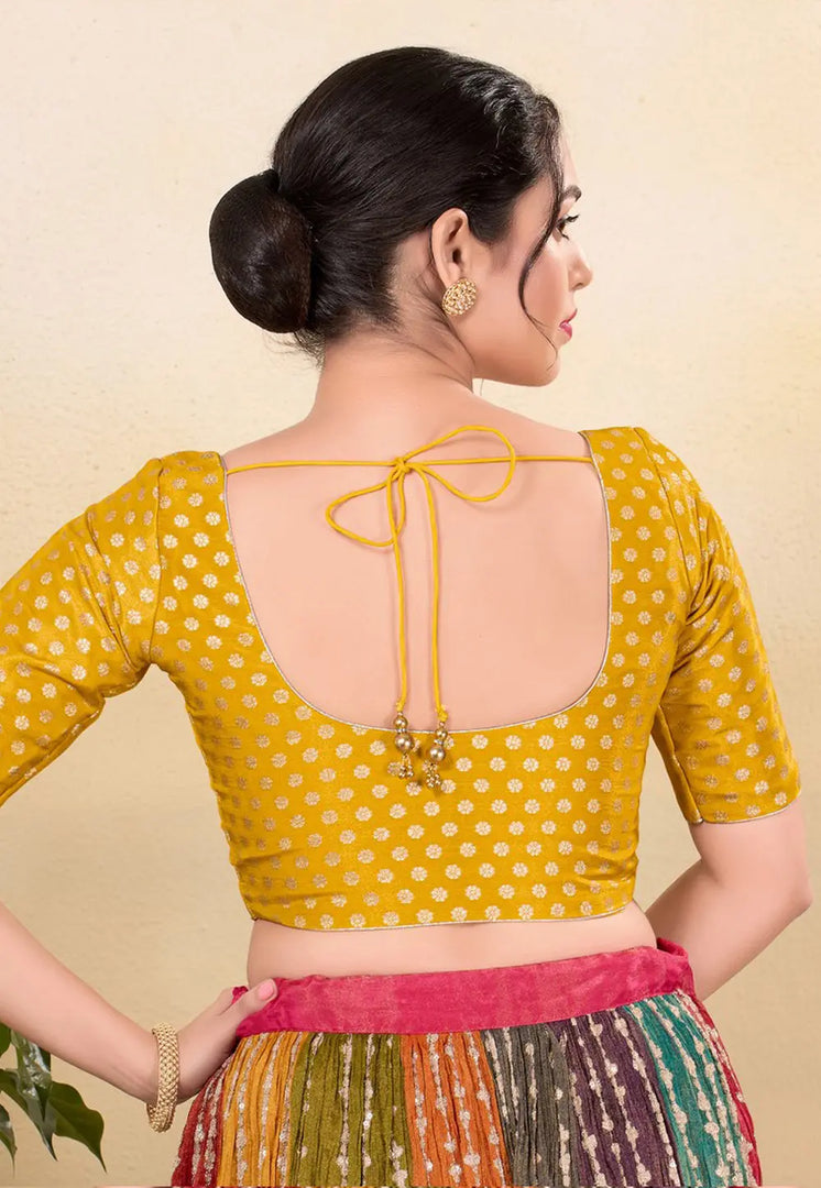 Mustard Tissue Readymade Blouse