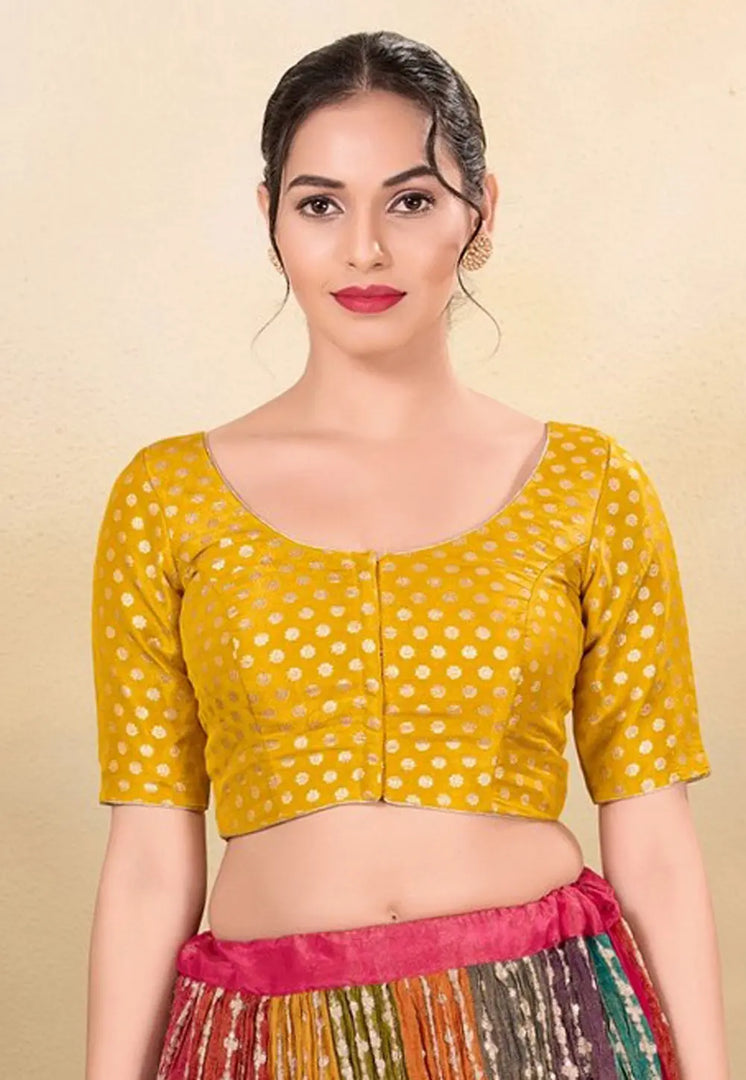 Mustard Tissue Readymade Blouse