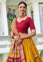 Load image into Gallery viewer, Mustard Tussar Silk Lehenga Choli
