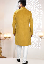 Load image into Gallery viewer, Mustard Velvet Indo Western Suit

